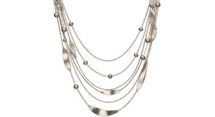 Beautiful Silver Chain Necklace Jewelry for Women Fashion Accessory Costume Jewellery Neck Decoration and Glamour Gift Isolated on Transparent Background