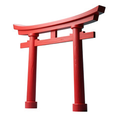 Red wooden torii gate with traditional design