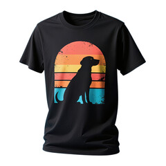 Retro Style Dog Silhouette on a Black T-Shirt