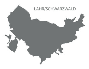 Lahr Schwarzwald city map with boroughs grey illustration silhouette shape