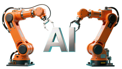 Robotic Arms Interacting with AI Letters in Modern Design