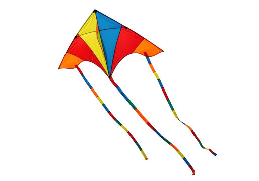 Colorful diamond kite PNG isolated on transparent background, fun outdoor toy for kids and summer activities, vibrant colors and long tails