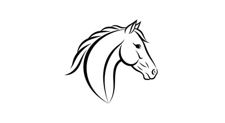 Fototapeta premium Elegant Horse Head Silhouette: A Graceful Line Art Illustration.