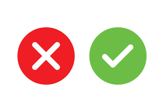 Red cross and green check icons set vector illustration