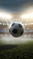 A football performing a smooth bounce and spin motion at the same time, rising and falling gently while rotating on its axis