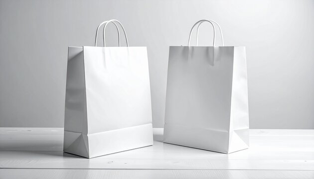 Shopping bag mockup. white blank paper bags. shopping product package for corporate brand template.