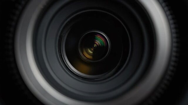 Camera shutter closing in smooth loop, macro view of lens blades, shutter background for photo theme, photography equipment concept, camera shutter transition intro background clip search​