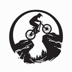 Fototapeta premium Outdoor Extreme Sports Mountain Biker Vector isolated on white background
