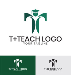 T+Teacher | Modern Education Logo & Branding Kit | T+Teacher | Professional Learning & Coaching Identity Design | 2 color logo , D Green and L Green