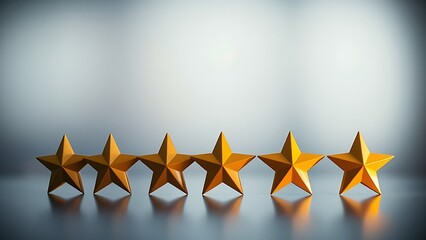 Customer satisfaction concept with abstract rating stars on soft gradient background.