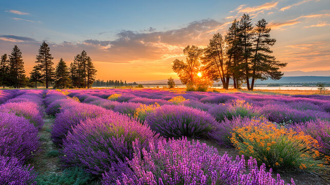 lavender field at sunrise