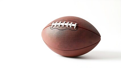 American football isolated on white, representing classic sports equipment simplicity.