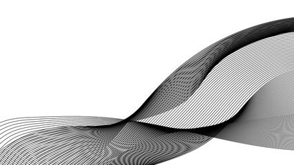 curvy wave line on transparent background with blend line effect