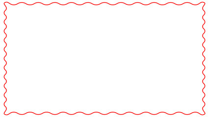 Red Wavy Line Border Frame Black Background isolated transparent background