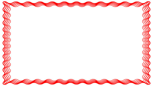 Thick Wavy Red Line Multiple Border Frame Black Background isolated transparent background