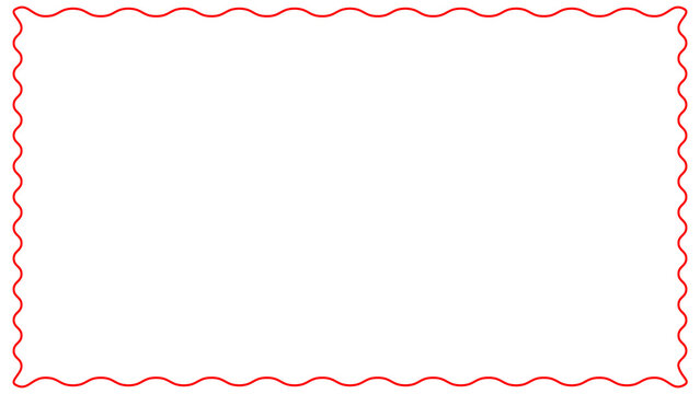 Red Wavy Line Border Frame Black Background isolated transparent background