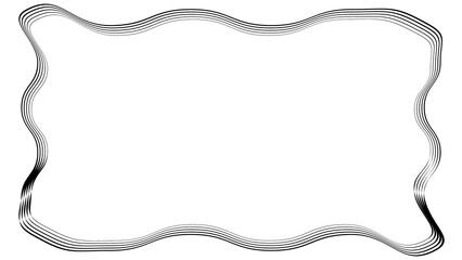 Minimal wavy border line with texture on transparent background with for decoration