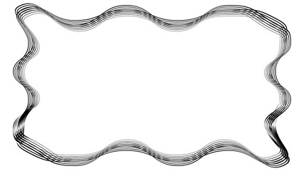 Minimal wavy border line with texture on transparent background with for decoration