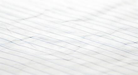 Close-up shot of ruled paper with faint blue lines, showcasing a textured, crumpled surface with subtle shadows and highlights