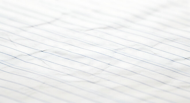 Close-up shot of ruled paper with faint blue lines, showcasing a textured, crumpled surface with subtle shadows and highlights