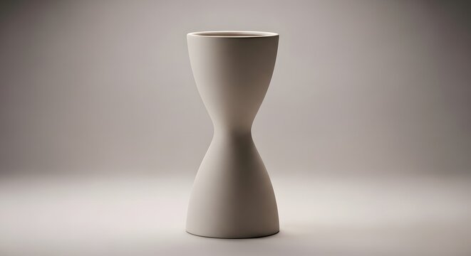 Elegant Hourglass Vase in Neutral Beige Tones Modern Interior Decor Element and Minimalist Studio Shot on Subtle Gradient Background Showcasing Simple Sophistication