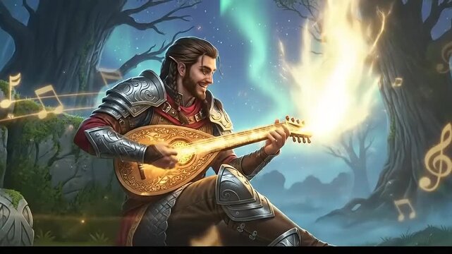 Enchanting Bards Song A Magical Performance in the Mystical Forest.