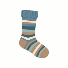 Cozy striped sock, perfect for autumn and winter, a versatile seasonal vector illustration for fall and winter clipart, great for your seasonal icons and winter icon collections