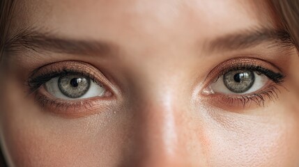 Obraz premium Direct gaze close-up portrait featuring gray eyes and soft, natural lighting