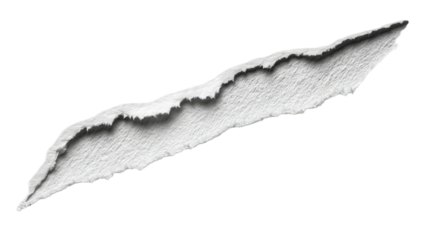 Hole in a white paper shown in close-up highlighting torn edges, texture, and minimalistic isolated effect isolated on white background
