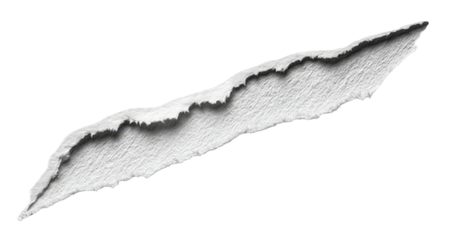 Hole in a white paper shown in close-up highlighting torn edges, texture, and minimalistic isolated effect isolated on white background