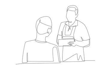 Talking to customers concept one-line drawing