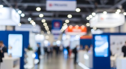 Blurred exhibition trade show event business conference expo convention fair marketing presentation product
