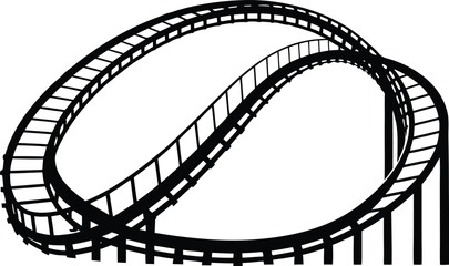Roller Coaster Track Silhouette &ndash; Amusement Park Ride Vector Illustration
