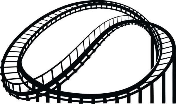 Roller Coaster Track Silhouette &ndash; Amusement Park Ride Vector Illustration
