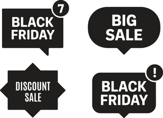 Fototapeta premium Black Friday, Big Sale, discount, shopping tags, sale labels. Vector icons