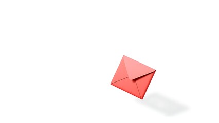 Stylized red envelope suspended in clean white space with subtle 3D depth and soft lighting.