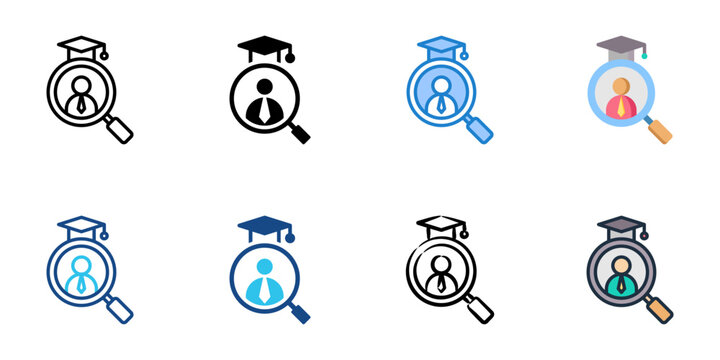 Campus recruitment icon set multiple style collection 
