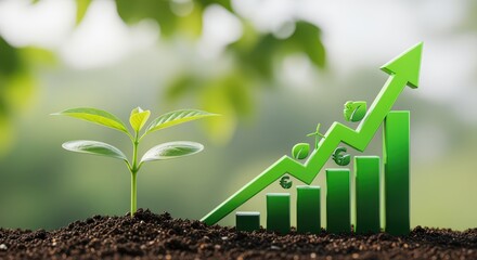Green Plant and Growing Graph Representing Sustainable Business Growth Concept