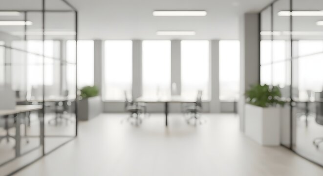 Clean office interior design modern workspace architecture bright light glass windows open space workplace - Powered by Adobe