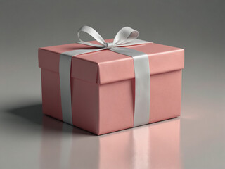 Pastel Pink Gift Box with Satin Ribbons. Generative Ai