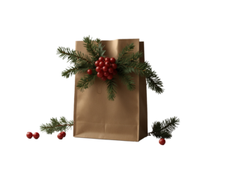 Rustic Holiday Gift Bag. Generative Ai