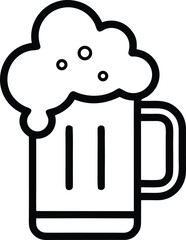 Beer Mug Icon – Foamy Beer Glass Outline Illustration
