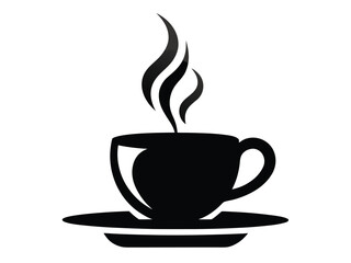 Coffee Cup Silhouette Icon, Steaming Coffee Cup Silhouette Icon – Hot Beverage Café Vector