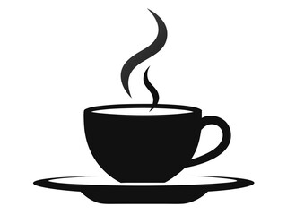 Coffee Cup Silhouette Icon, Steaming Coffee Cup Silhouette Icon – Hot Beverage Café Vector