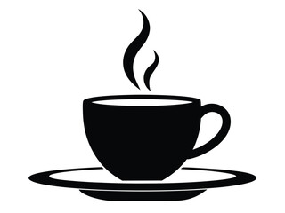 Coffee Cup Silhouette Icon, Steaming Coffee Cup Silhouette Icon – Hot Beverage Café Vector
