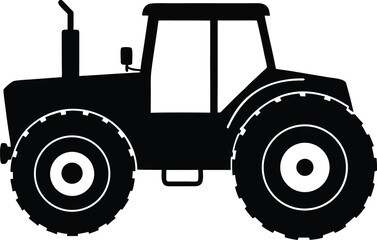 Tractor Silhouette Icon – Farm Vehicle Agriculture Black Vector