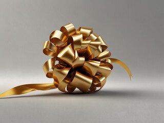 Shiny Gold Gift Bow. Generative Ai