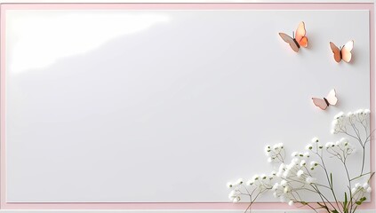 White board with butterflies and baby's breath decor