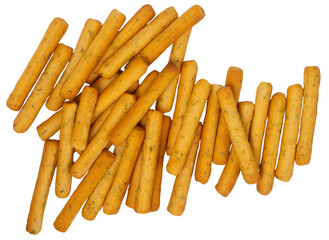 Isolated many breadsticks on a white background