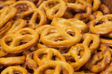 Pretzels as a texture, side view